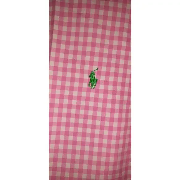 Ralph Lauren Gingham Shirt Mens XL Pink White Custom Cotton Resort Party Pony - Picture 5 of 16